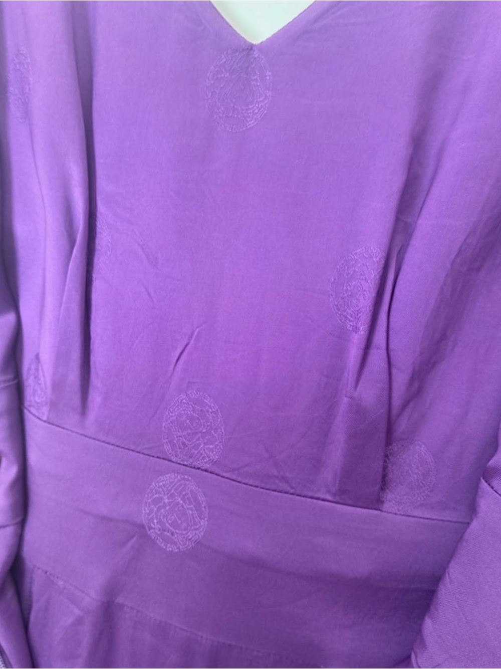 Vintage Versace Purple Medusa Jacquard Midi Dress Made in Italy IT 44 - Picture 5 of 6
